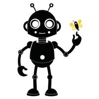 Robot And Butterfly Simple vector