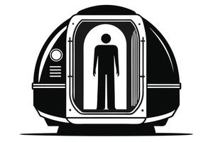 Futuristic Isolation Pod With Person Icon vector