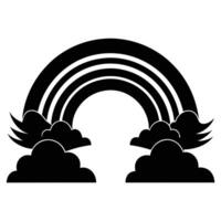 Rainbow Icon With Clouds Black Silhouette vector