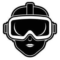 Man Wearing Virtual Reality Headset Outline vector