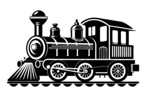 Black Steam Train On Rails vector