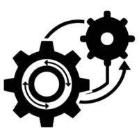 Gear Process Flow Mechanism Black Icon vector