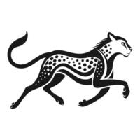 Stylized Cheetah Running Design In Black vector