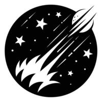 Space Silhouette Rocket Stars And Planet vector