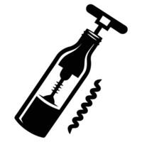 Wine Bottle With A Corkscrew Icon vector