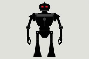 Black Robot Illustration With Red Eyes vector