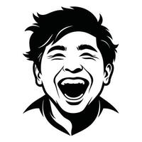 Man Laughing Black And White vector