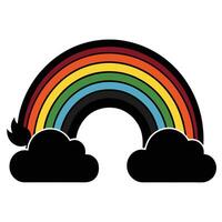Rainbow With Clouds Cartoon Style Graphic vector
