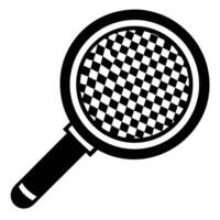 Magnifying Glass Over Checkered Pattern Icon vector