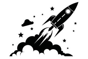Rocket Launching Into Space Silhouette vector