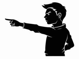 Angry Man Pointing Monochrome Illustration vector