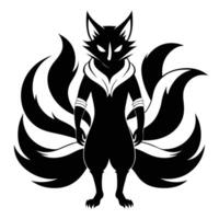 Nine Tailed Fox Silhouette vector
