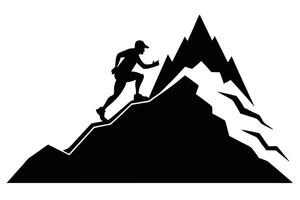 Man Climbing Silhouette On Mountain vector