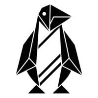 Geometric Penguin Icon In Black And White vector