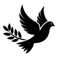 Dove With Olive Branch Silhouette Graphic vector
