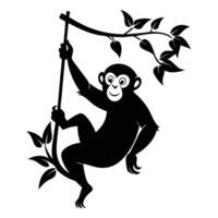 Monkey Hanging On A Tree Branch vector