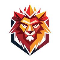 Geometric Red And Gold Lion Emblem vector