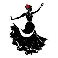 Flamenco Dancer Silhouette With Red Flower vector