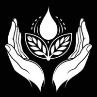 Hands Holding Water Drop Leaves vector