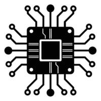 Black Processor Chip Silhouette Technology vector