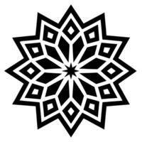 Geometric Star Mandala Black And White Design vector