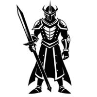 Knight With Sword Black And White vector