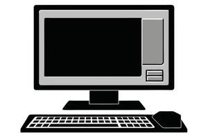 Retro Computer Setup Black And White vector