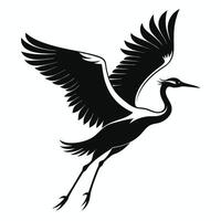 Silhouette Of Crane Flying With Wings vector