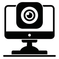 Desktop Computer With Webcam Icon Graphic vector