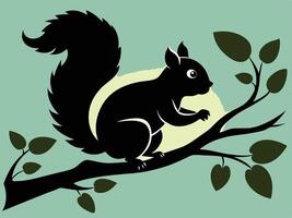 Squirrel On Branch Retro Design vector
