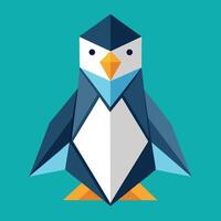 Geometric Penguin On A Turquoise Background vector