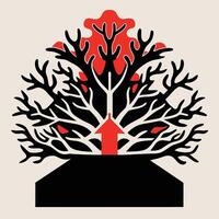 Abstract Arrow Tree With Colorful Leaves vector