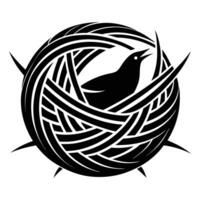 Graphic Bird Nest Simple Black Design vector