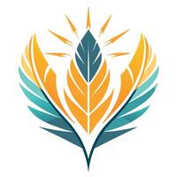 Stylized Feather Design With Shining Rays vector