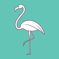 Simple Flamingo Outline On Teal Background vector