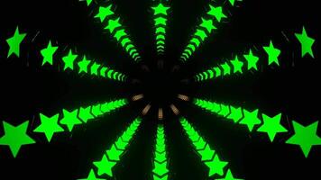 verde e amarelo túnel com piscando néon estrelas fundo vj ciclo dentro 4k video