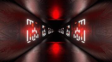 vermelho e branco néon cyber túnel com hologramas fundo vj ciclo dentro 4k video
