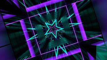 Purple and Turquoise Square Rotating Tunnel with Star Strobe Light Background VJ Loop in 4K video
