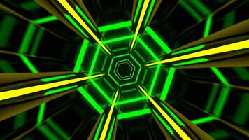 amarelo e verde néon estroboscópico hexágono caleidoscópio fundo vj ciclo dentro 4k video