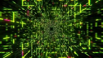 Light Green and Pink Simple Square Cyber Tunnel Background VJ Loop in 4K video