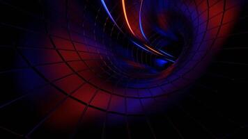 Blue and Orange Energy Flows Moving Along Ring Tunnel Background VJ Loop in 4K video