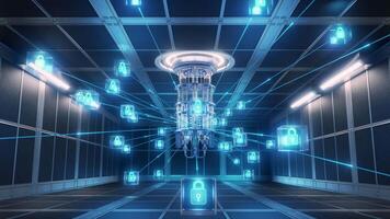 Quantum Encryption System in Futuristic Data Center video