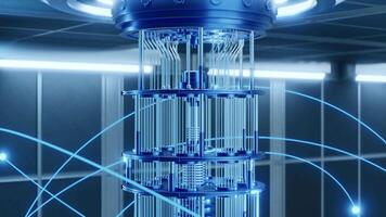 Close-Up of Quantum Computer in Futuristic Lab video