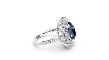 Sapphire engagement ring in elegant 3D loop. Ring spins steadily to reveal full design. video