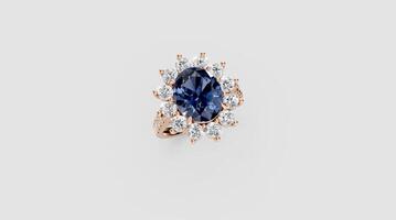 3D render of sapphire ring inspired by Lady Diana. Camera reveals design from every angle with elegant motion. video