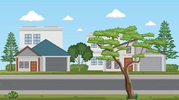 Flat Animation Vibrant Street Scene Build-Up Sequence video