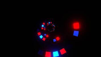 Red and Blue Movement of Squares in Rings Background VJ Loop in 4K video