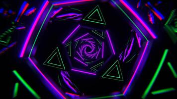 Purple and Turquoise Flashing Triangle Mirror Tunnel Background VJ Loop in 4K video