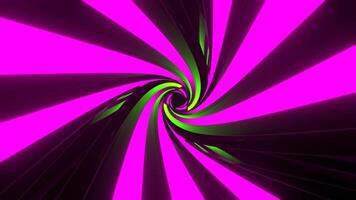Rosa e luz verde rotativo luz dentro triangular túnel fundo vj ciclo dentro 4k video