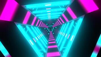 Pink and Cyan Neon Cyber Triangular Sci-Fi Tunnel Background VJ Loop in 4K video